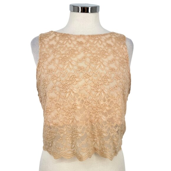 Intimately Free People Tan Lace Crop Top Sleeveless Keyhole Beige Size Small - Picture 1 of 11